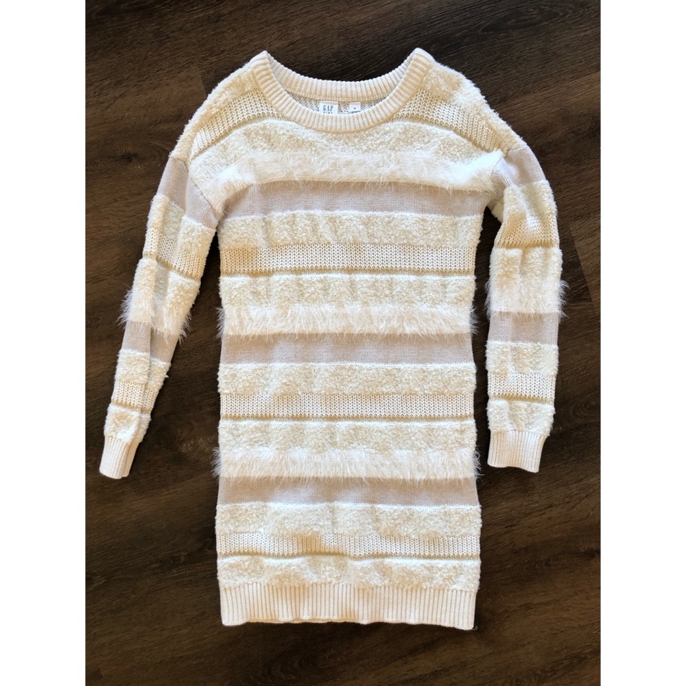 Gap Girls Ivory and Gold Sweater Dress